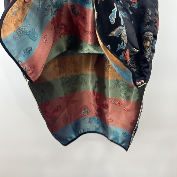 Yi Fang Dress Womens 36 Black Dragon Phoenix Chinese Traditional Short Sleeve - Picture 2 of 12